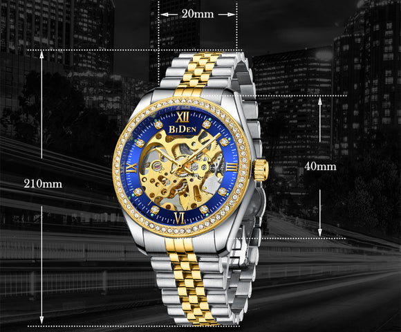 Reloj de Acero Inoxidable con Diamantes y Correa Sólida