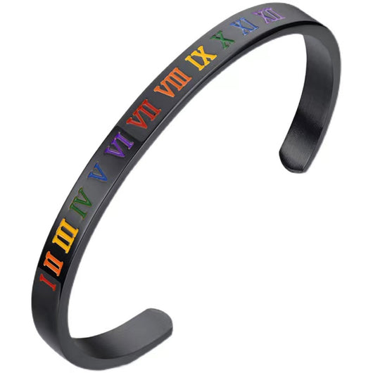 Pulsera de Acero Titanio con Números Romanos para Parejas - Image 5