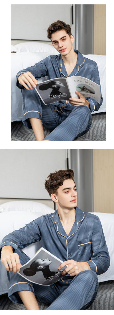 Pijama Largo en Seda de Hielo para Hombre - Image 13