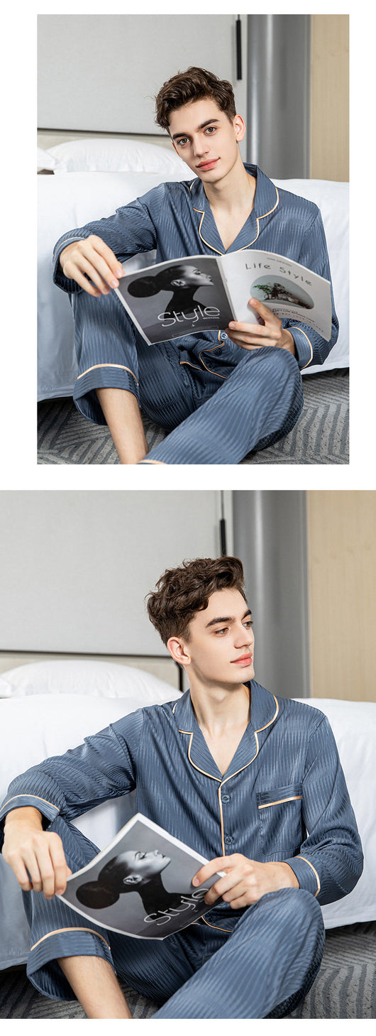 Pijama Largo en Seda de Hielo para Hombre - Image 13