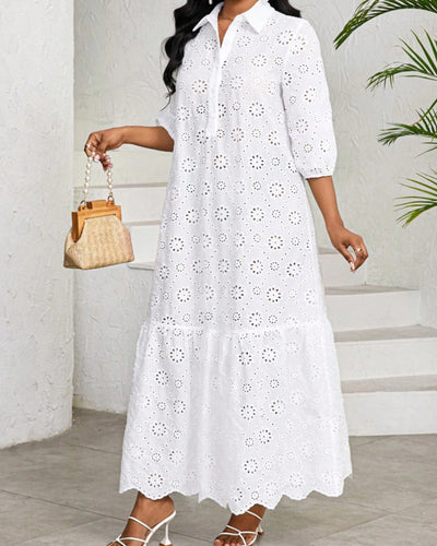 Vestido Camisero de Encaje Calado para Mujer - Image 10