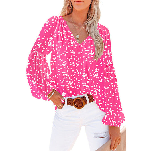 Blusa Floral de Gasa Suelta con Cuello en V - Image 22
