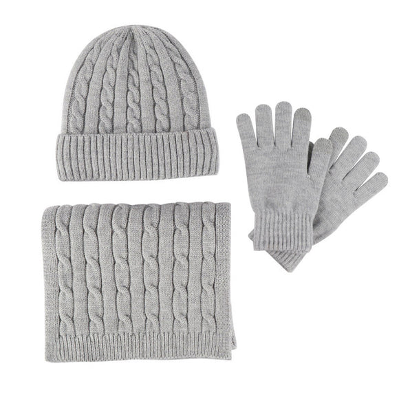 Conjunto Completo de Gorro, Bufanda y Guantes Tejidos