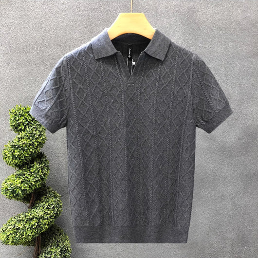 Camisa Texturizada Slim Fit con Cuello V para Hombre - Elegancia Empresarial - Image 14