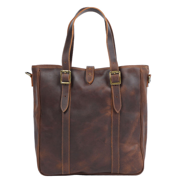 Bolso de Cuero Genuino Retro - Bandolera Marrón Grande Estilo Vintage