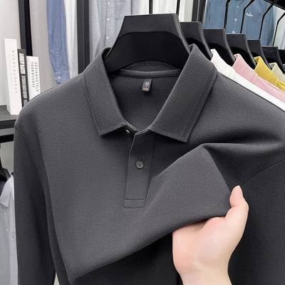 Polo de Algodón Mercerizado Manga Larga para Hombre - Ropa Casual Primavera Otoño - Image 17