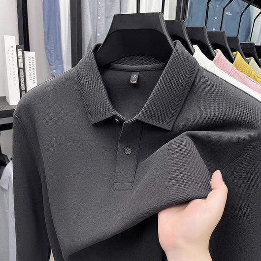Polo de Algodón Mercerizado Manga Larga para Hombre - Ropa Casual Primavera Otoño - Image 17