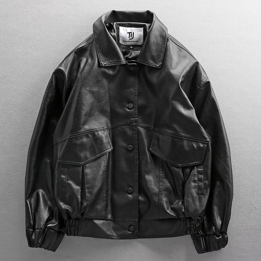 Chaqueta de Cuero PU para Motociclista Joven - Estilo Piloto Clásico