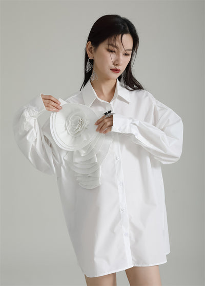 Blusa Larga con Falda Integrada - Diseño Floral 3D con Pliegues - Image 25