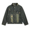 Chaqueta Denim con Cuello Alto y Detalles Rotos