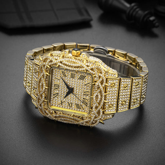 Reloj Cuadrado Hip Hop Diamante Completo con Esfera de Espinas y Circonitas Incrustadas para Hombre - Image 17
