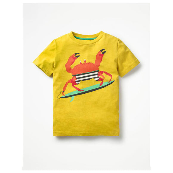 Camiseta Infantil Estampada de Algodón Puro con Corte Relajado