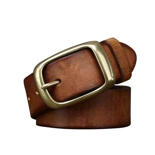 Cinturón de Cuero Genuino Estilo Retro con Hebilla de Pasador para Hombre - Image 2
