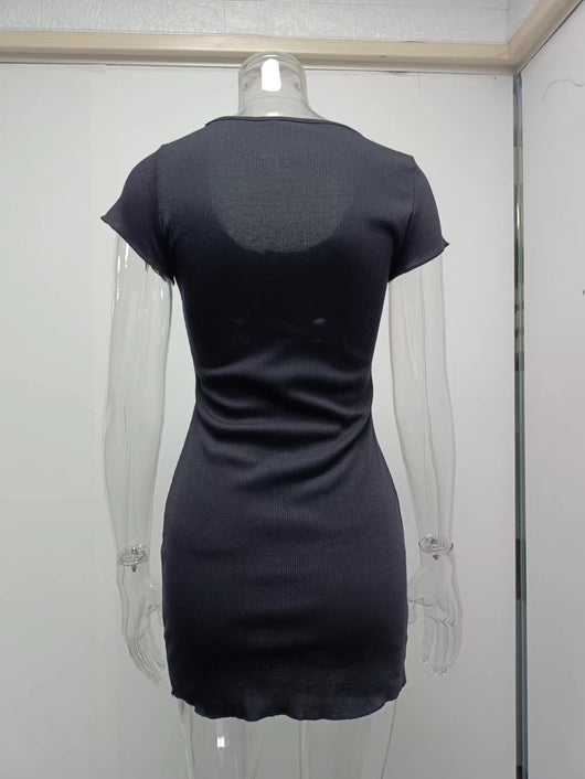Vestido Corto con Botones de Corte Cadera - Estilo Europeo y Americano - Image 30
