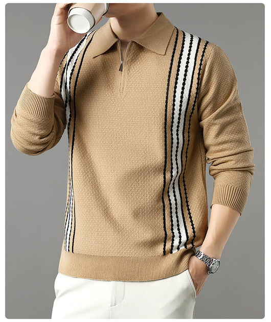 Suéter de Punto Colorblock con Cuello y Cierre Medio Cremallera para Hombre - Image 45