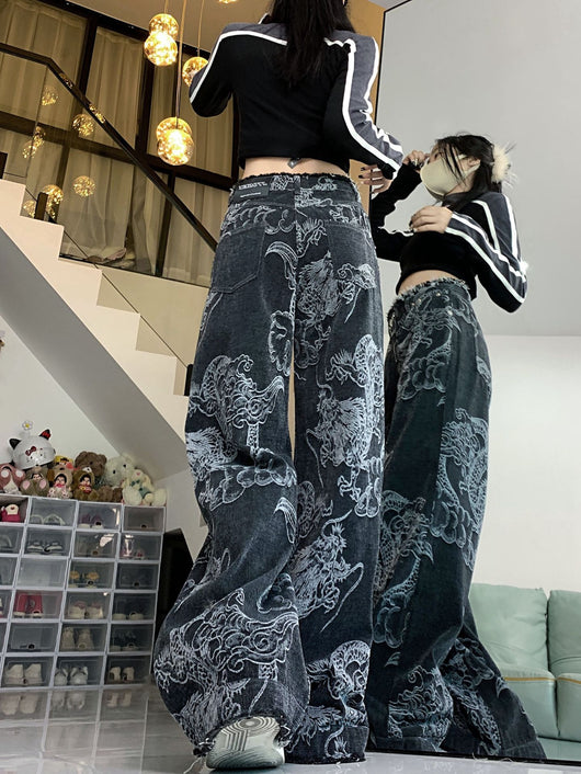 Jeans Hip Hop con Estampado de Dragón para Mujer - Image 5