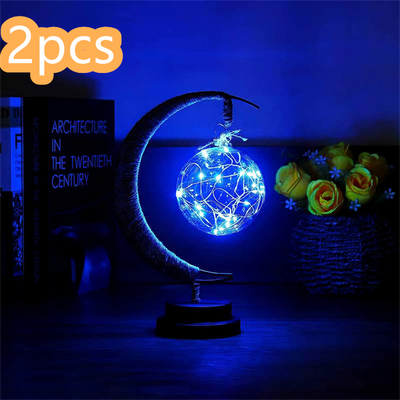 Lámpara Decorativa LED Luna con Ornamento de Hierro Forjado y Luz de Estrella - Image 11