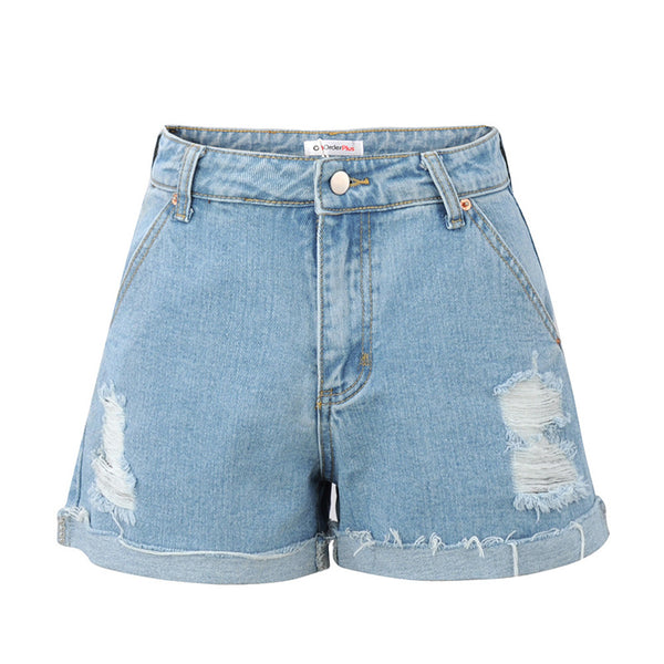 Shorts de Mezclilla Talle Alto con Orillas Desgastadas - Image 3
