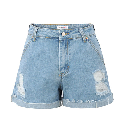 Shorts de Mezclilla Talle Alto con Orillas Desgastadas - Image 3