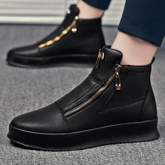 Botas Blancas de Cuero para Hombre con Doble Cierre - Estilo Casual Deportivo - Image 2
