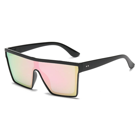 Fashion one-piece large rim sunglasses with a transparent champagne frame and brown gradient lenses. - Image 9