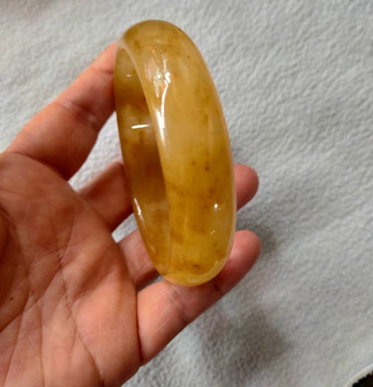 Pulsera de Jade Yadan Dorado del Gobi de Xinjiang - Joya Sedosa Auténtica - Image 6
