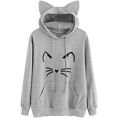 Sudadera con Capucha Estampado Gato para Mujer - Image 6
