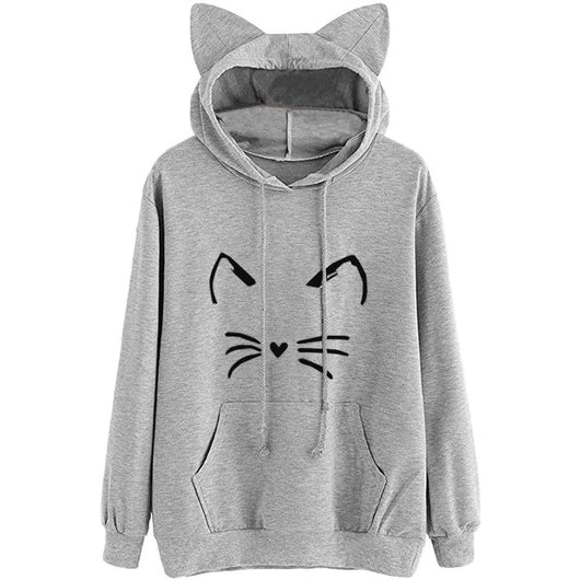 Sudadera con Capucha Estampado Gato para Mujer - Image 6