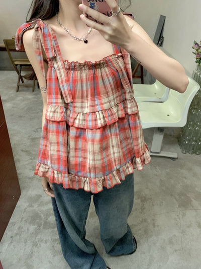 Chaleco Cuadriculado sin Mangas para Mujer - Top Versátil Primavera Verano - Image 14