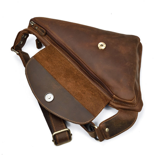 Bolsa Pecho Cuero Crazy Horse Retro Messenger para Hombre - Image 5