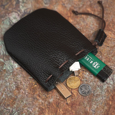 Bolsa de Almacenamiento en Cuero Genuino con Cordón Ajustable