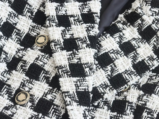 Abrigo Tipo Blazer Doble Botonadura Pata de Gallo para Mujer - Image 11