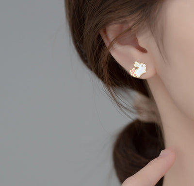 Aretes de Corazón Blanco Conejo Dulce - Diseño Femenino Tierno - Image 11