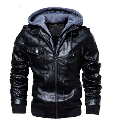 Chaqueta de Cuero PU con Capucha para Hombre - Image 16