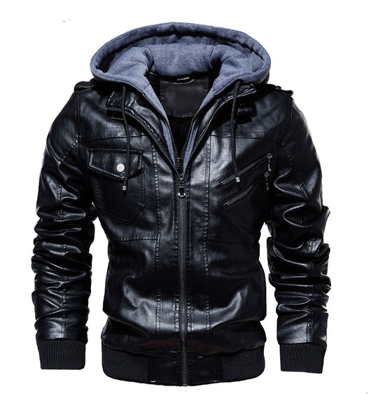 Chaqueta de Cuero PU con Capucha para Hombre - Image 16