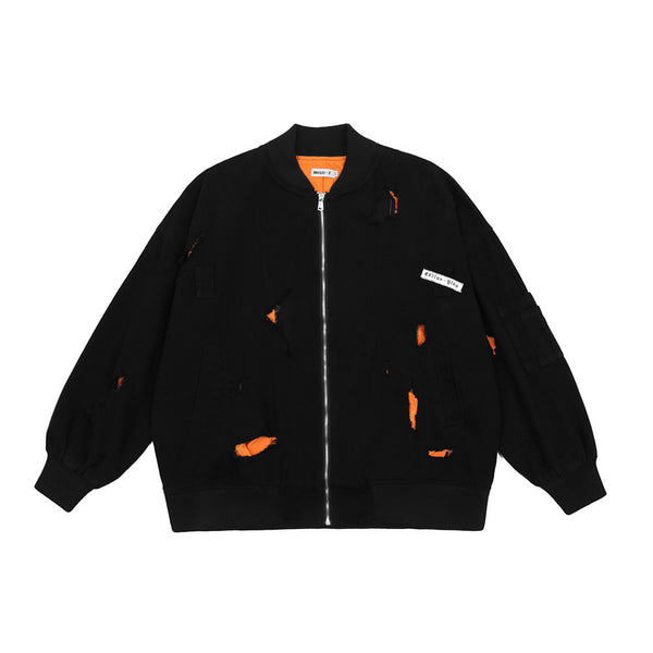 Cardigan Beisbolero con Cierre de Cremallera y Cuello de Pie