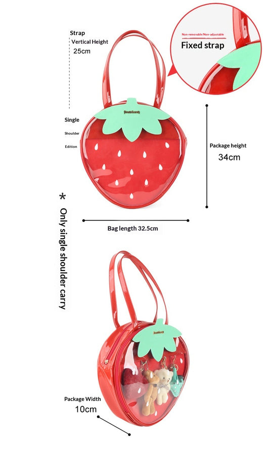 Bolsa Transparente Strawberry Soft-Girl con Diseño de Bandolera - Image 8