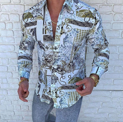 Camisa Casual de Manga Larga con Estampado para Hombre - Image 19