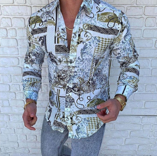 Camisa Casual de Manga Larga con Estampado para Hombre - Image 19