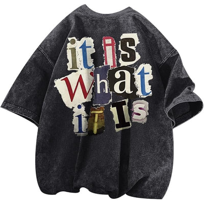 Camiseta Vintage Oversized con Estampado de Letras para Hombre - Image 8