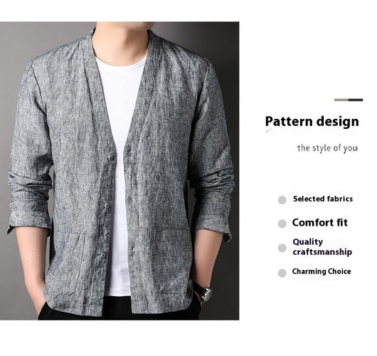 Camisa Casual Manga Larga Escote V para Hombre - Image 9