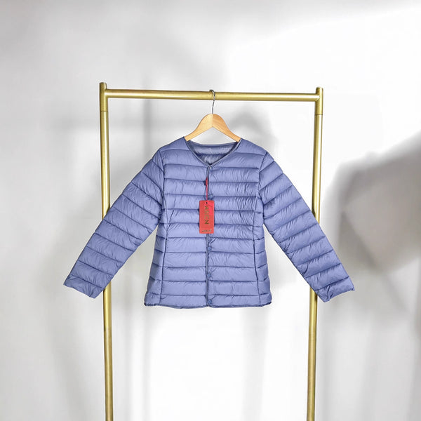 Chaqueta Acolchada de Algodón con Cuello Tipo Stand y Corte Holgado