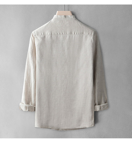 Camisa de Lino Casual Holgada para Hombre - Manga Larga Estilo Retro - Image 11