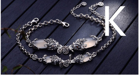 Pulsera de Valentía en Plata con Granate, Calcedonia y Ágata - Image 11