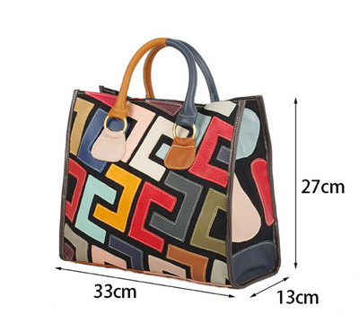 Bolso Crossbody de Cuero con Patrón Geométrico y Contraste de Colores - Image 6