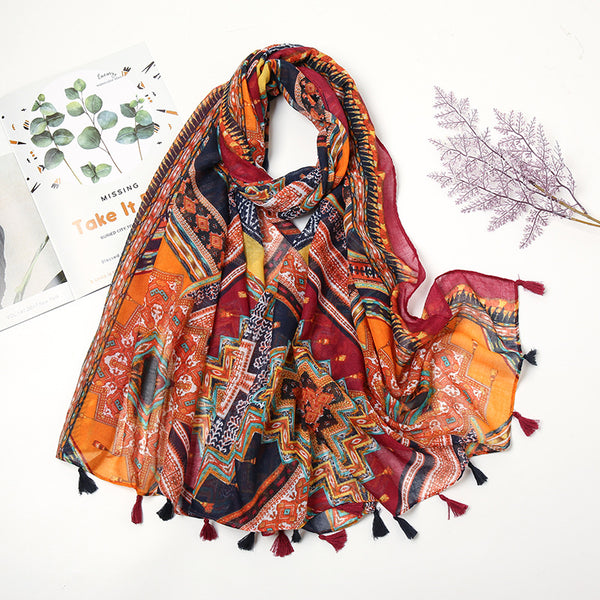 Pañuelo Bohemio Patchwork Retro con Estampado de Cachemira