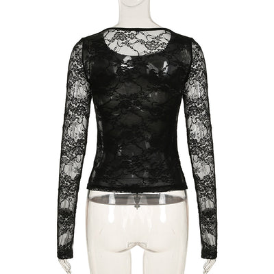 Blusa Sexy Encaje Espalda Descubierta Ajustada Elegante - Image 23