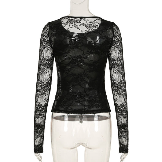 Blusa Sexy Encaje Espalda Descubierta Ajustada Elegante - Image 23
