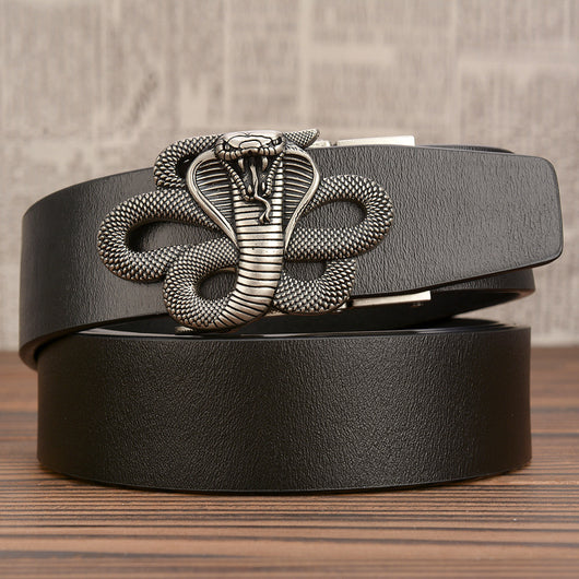 Cinturón de Cuero con Hebilla Automática Cobra para Hombre - Image 8