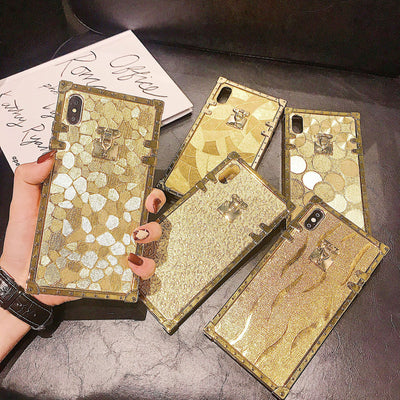Funda para teléfono cuadrada dorada con brillo - Image 13